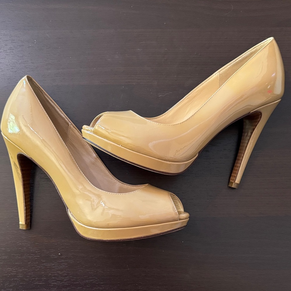 Cole Haan Patent Leather Peep-Toe Heels